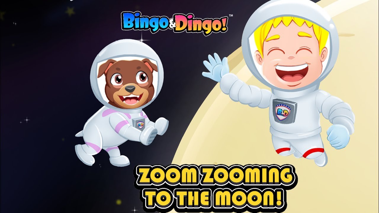 Zoom Zooming to the Moon! Fun Song | B I N G O Is His Name Yo! | 2D Low Stimulation | @BingoandDingo