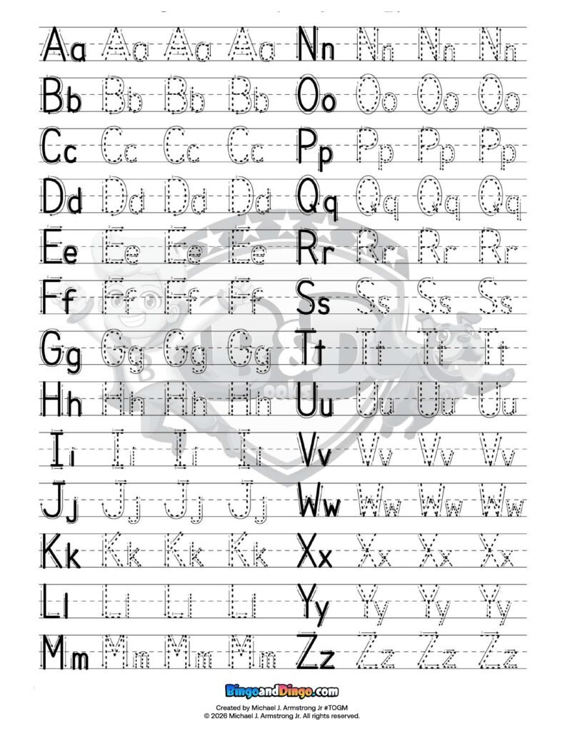 Bingo-Dingo-Print-Alphabet-Tracing-A-Z-Michael-J-Armstrong-Jr-TOGM-Free-Printable